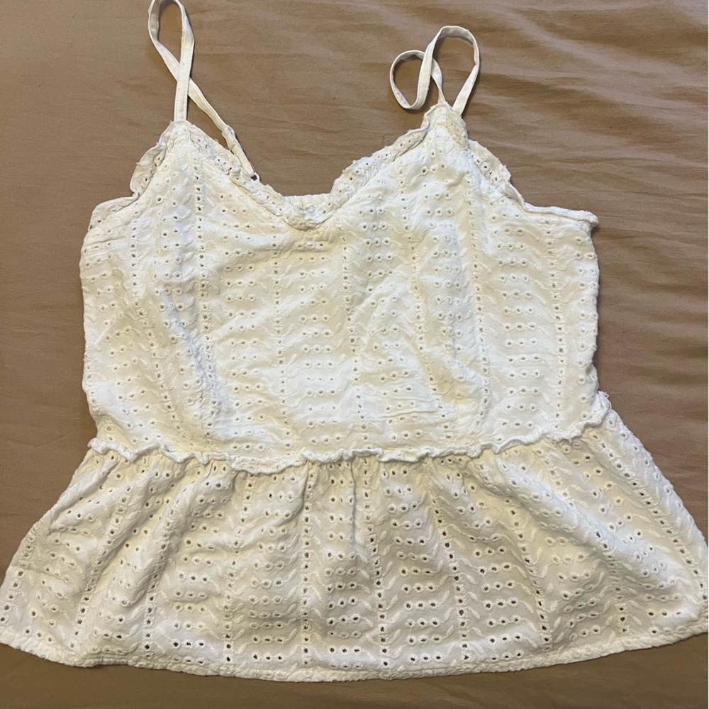 white lace peplum tank
